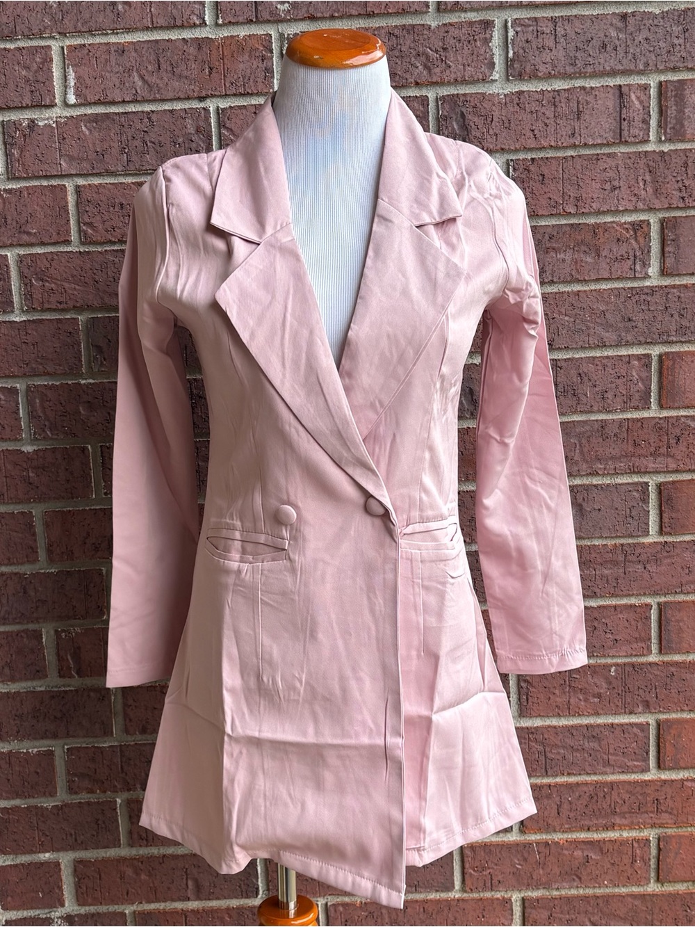Satch Pale Pink Longline Tailored Blazer